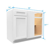 Blind Base Corner Cabinet - 39W x 34 - 1/2H x 24D - Aria White Shaker - BUILDMYPLACE