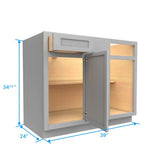 Blind Base Corner Cabinet - 39W x 34.5H x 24D - Grey Shaker Cabinet - BUILDMYPLACE