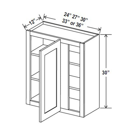 Blind Corner Cabinet - 24W x 30H x 12D - Aria Shaker Espresso - BUILDMYPLACE