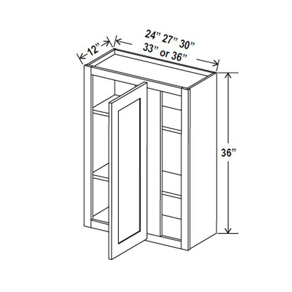 Blind Corner Cabinet - 24W x 36H x 12D - Blue Shaker Cabinet - RTA
