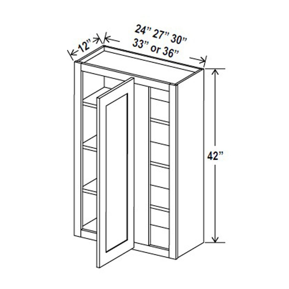 Blind Corner Cabinet - 24W x 42H x 12D - Aria White Shaker - RTA - BUILDMYPLACE