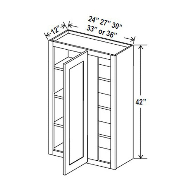 Blind Corner Cabinet - 24W x 42H x 12D - Blue Shaker Cabinet - BUILDMYPLACE