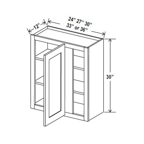 Blind Corner Cabinet - 27W x 30H x 12D - Aria Shaker Espresso - BUILDMYPLACE