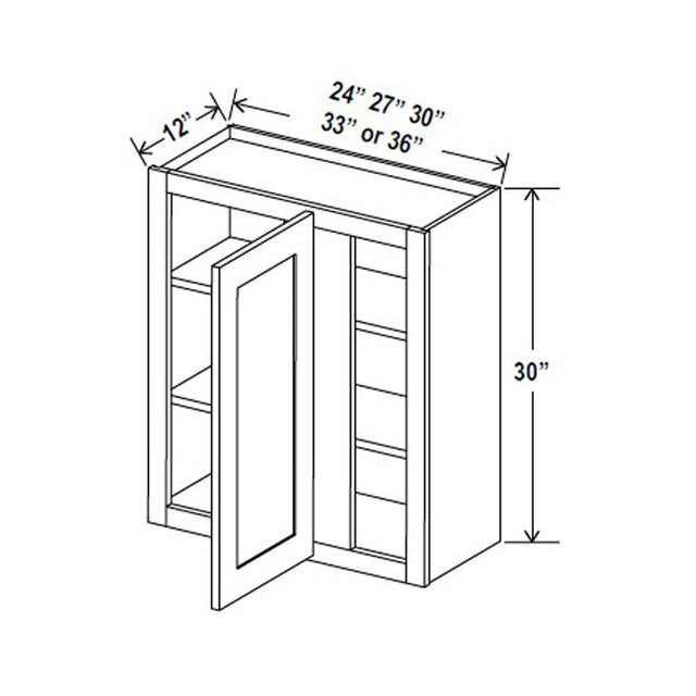 Blind Corner Cabinet - 27W x 30H x 12D - Aria Shaker Espresso - BUILDMYPLACE