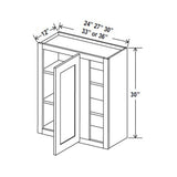 Blind Corner Cabinet - 27W x 30H x 12D - Aria White Shaker - BUILDMYPLACE