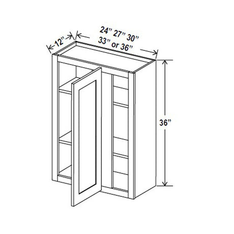 Blind Corner Cabinet - 27W x 36H x 12D - Aria Shaker Espresso - BUILDMYPLACE