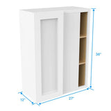 Blind Corner Cabinet - 27W x 36H x 12D - Aria White Shaker - BUILDMYPLACE