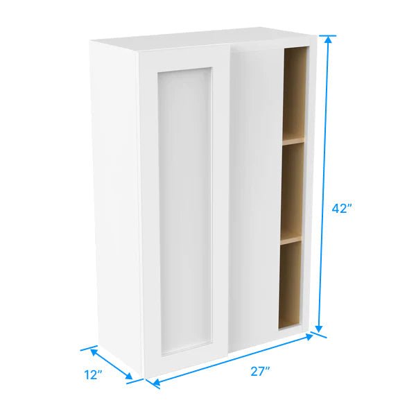 Blind Corner Cabinet - 27W x 42H x 12D - Aria White Shaker - BUILDMYPLACE