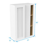 Blind Corner Cabinet - 27W x 42H x 12D - Aria White Shaker - BUILDMYPLACE