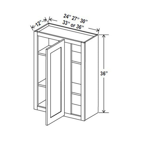 Blind Corner Cabinet - 30W x 36H x 12D - Blue Shaker Cabinet - BUILDMYPLACE