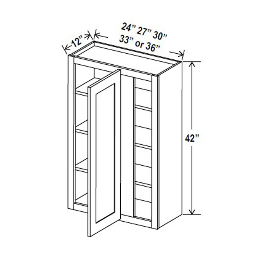 Blind Corner Cabinet - 30W x 42H x 12D - Aria White Shaker - RTA - BUILDMYPLACE