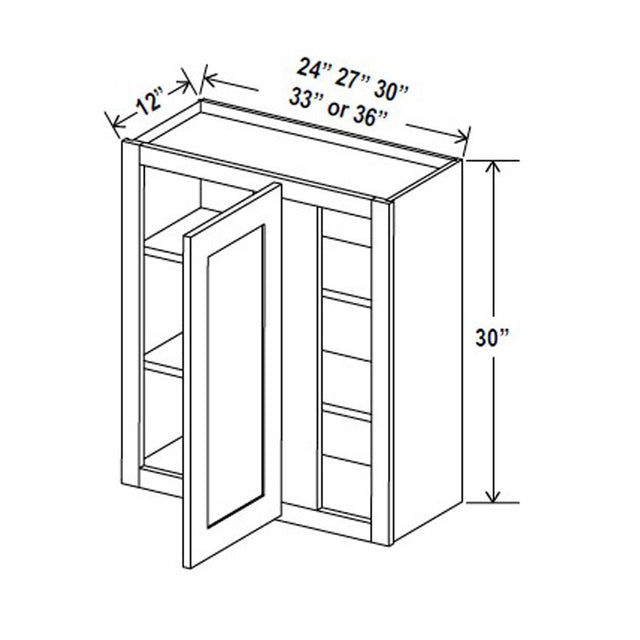 Blind Corner Cabinet - 33W x 30H x 12D - Aria Shaker Espresso - BUILDMYPLACE