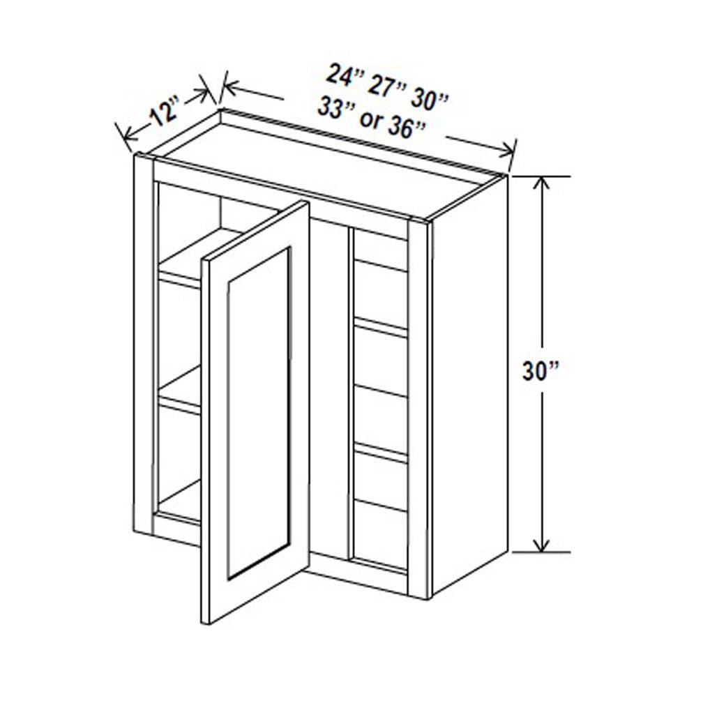 Blind Corner Cabinet - 33W x 30H x 12D - Aria White Shaker - RTA - BUILDMYPLACE