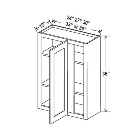 Blind Corner Cabinet - 33W x 36H x 12D - Aria White Shaker - BUILDMYPLACE