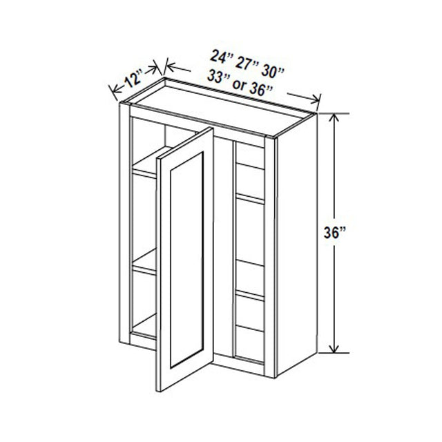 Blind Corner Cabinet - 33W x 36H x 12D - Aria White Shaker - BUILDMYPLACE