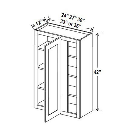 Blind Corner Cabinet - 33W x 42H x 12D - Aria White Shaker - BUILDMYPLACE