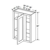 Blind Corner Cabinet - 36W x 36H x 12D - Aria White Shaker - RTA - BUILDMYPLACE