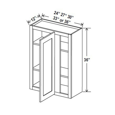 Blind Corner Cabinet - 36W x 36H x 12D - Aria White Shaker - RTA - BUILDMYPLACE