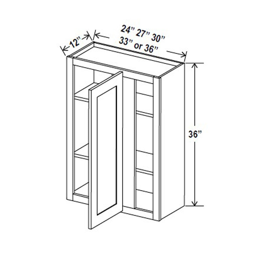 Blind Corner Cabinet - 36W x 36H x 12D - Blue Shaker Cabinet - BUILDMYPLACE