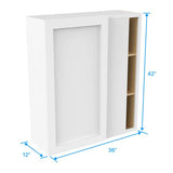 Blind Corner Cabinet - 36W x 42H x 12D - Aria White Shaker - BUILDMYPLACE