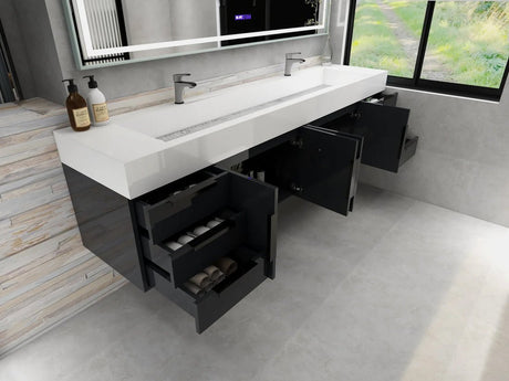 Blossom Floor Standing Bathroom Vanity With Sink Black Hardware & Frame - BUILDMYPLACE