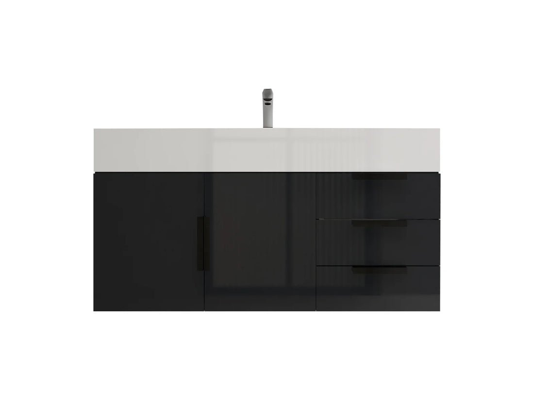 Blossom Floor Standing Bathroom Vanity With Sink Black Hardware & Frame - BUILDMYPLACE