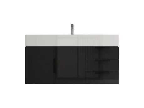 Blossom Floor Standing Bathroom Vanity With Sink Black Hardware & Frame - BUILDMYPLACE