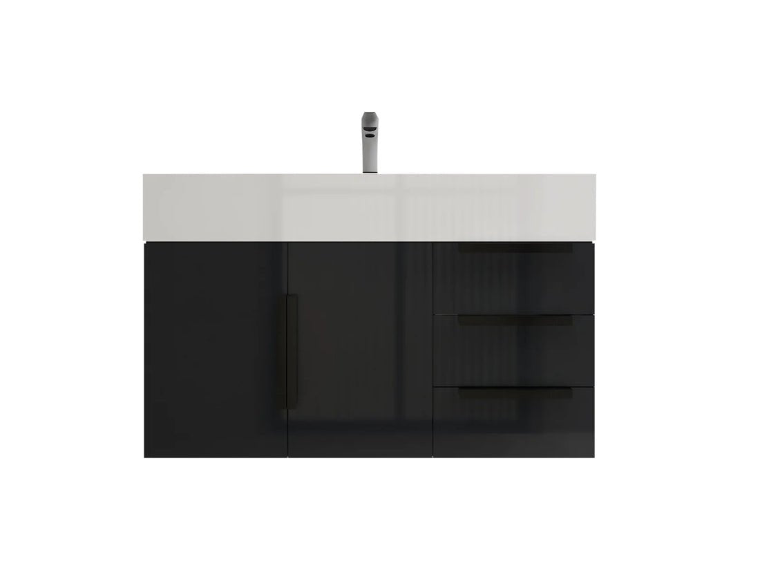 Blossom Floor Standing Bathroom Vanity With Sink Black Hardware & Frame - BUILDMYPLACE