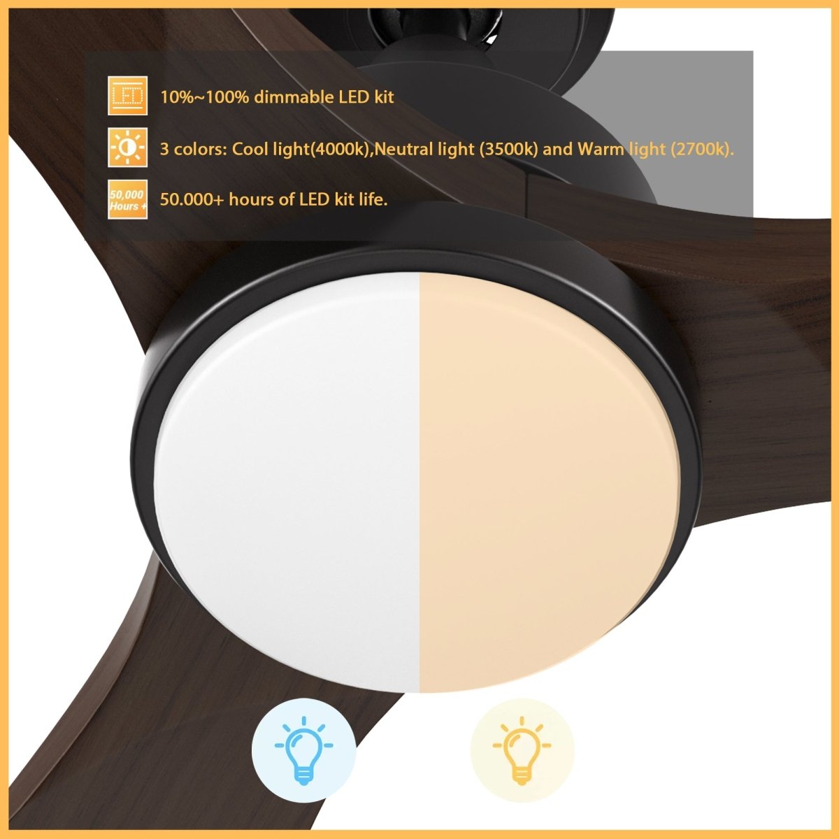 BONELLI 48 inch 3 - Blade Ceiling Fan with LED Light & Remote - LEDMyPlace