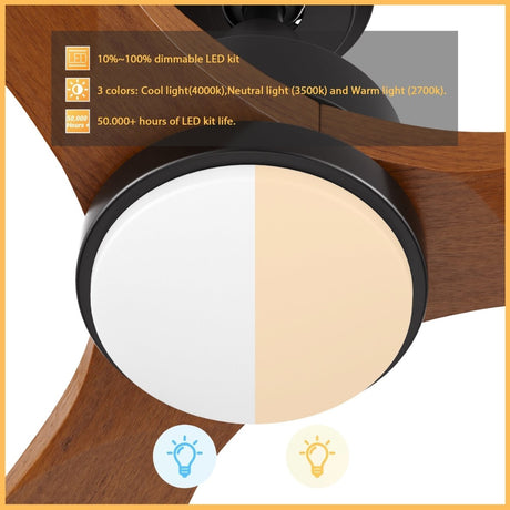 BONELLI 48 inch 3 - Blade Ceiling Fan with LED Light & Remote - LEDMyPlace