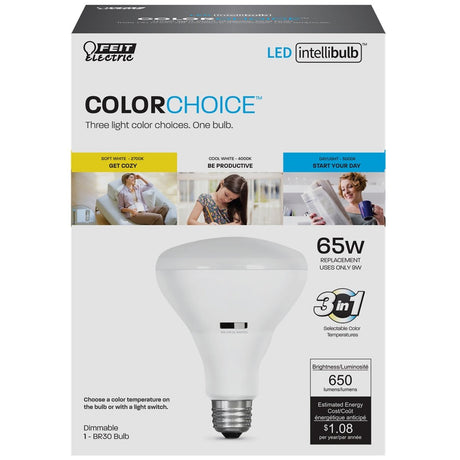 BR30 LED Bulbs, 9.5W, E26, IntelliBulb ColorChoice, 650 Lumen, 3 color temperatures - BUILDMYPLACE