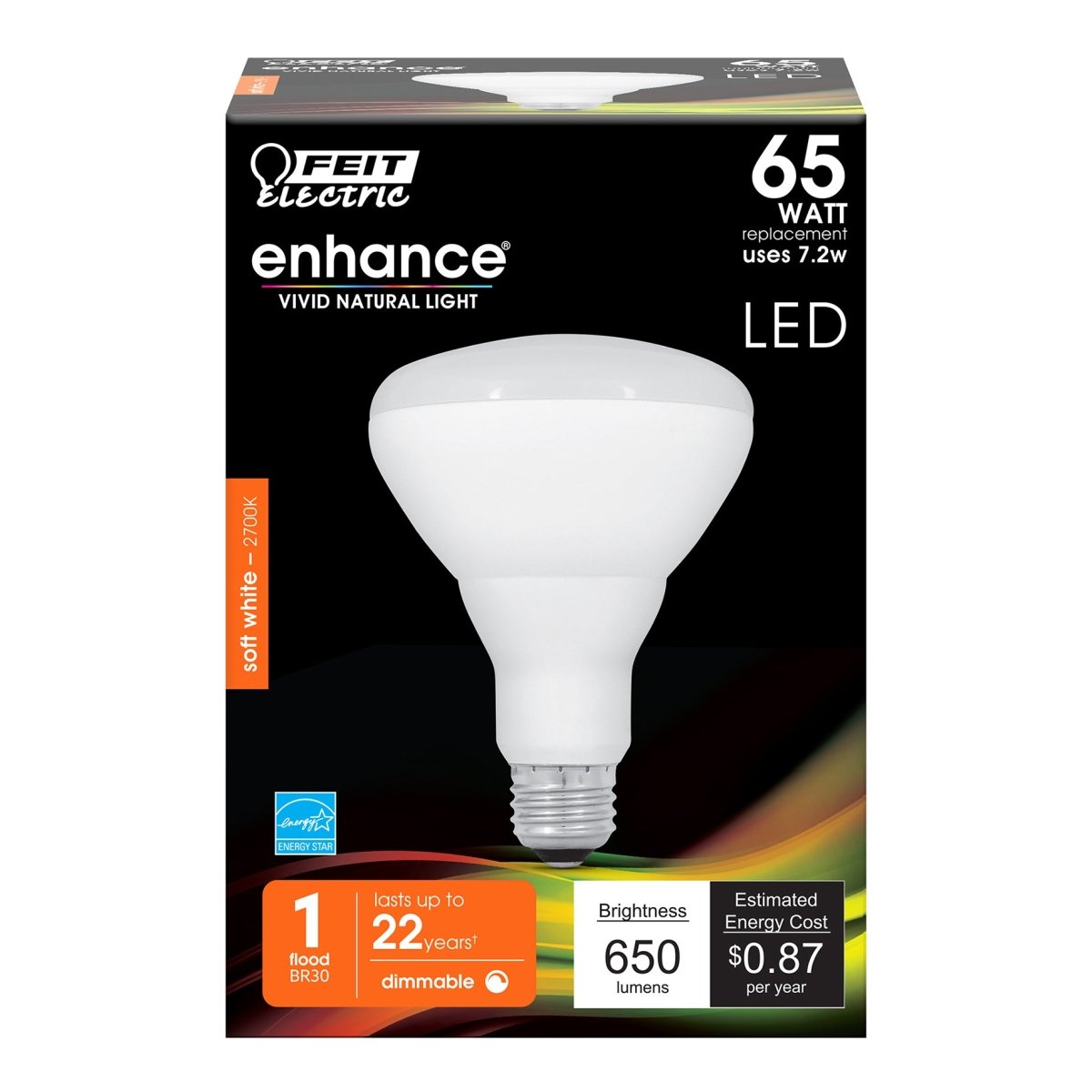 BR30 LED Light Bulb, 7.2 Watts, E26, Dimmable, Soft White, 650 lumens, 2700K - BUILDMYPLACE