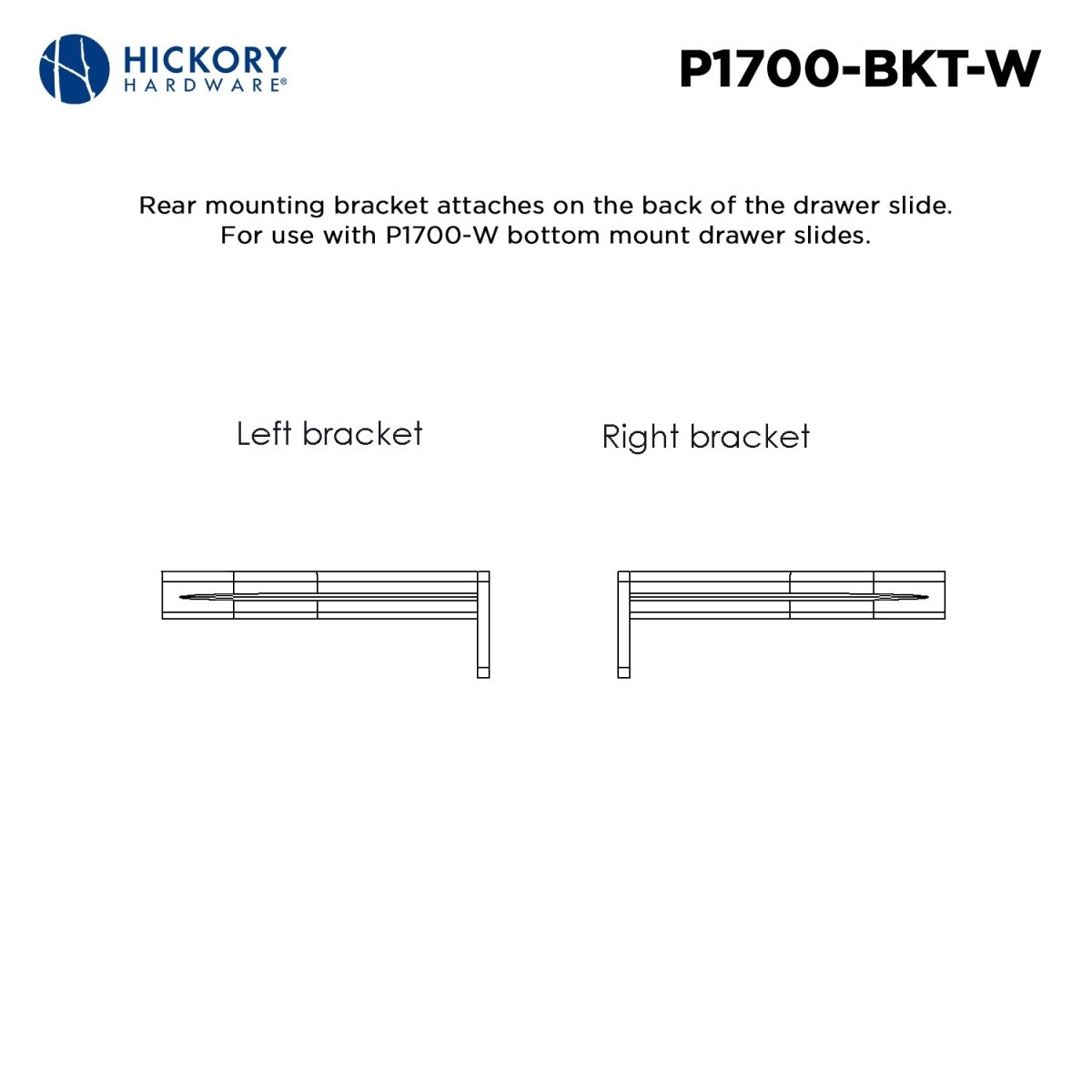 Bracket for Drawer Slide P1700 - W / P1750 - W (1 Pair) in White - Hickory Hardware - BUILDMYPLACE