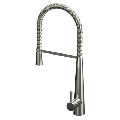 Brass Single Handle Pull Down Kitchen Faucet With Zinc Handle, Plate in Stainless - BUILDMYPLACE