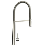 Brass Single Handle Pull Down Kitchen Faucet With Zinc Handle, Plate in Stainless - BUILDMYPLACE