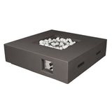 Brenta Outdoor Square Dark Grey Gas Fire Pit Table w/ Round Burner Kit - BUILDMYPLACE