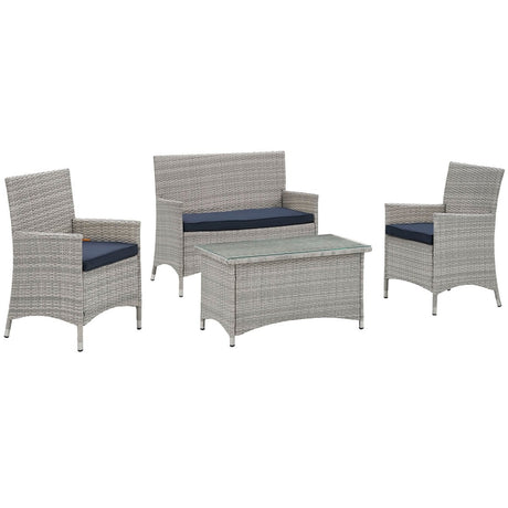 Bridge 4 Piece Outdoor Patio Conversation Set - BUILDMYPLACE