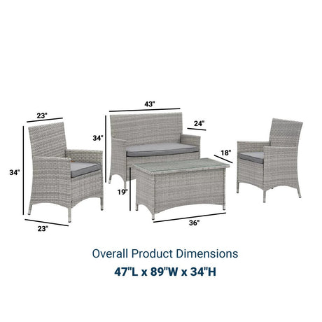 Bridge 4 Piece Outdoor Patio Conversation Set - BUILDMYPLACE