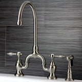 Bridge Kitchen Faucet with Brass Sprayer - BUILDMYPLACE