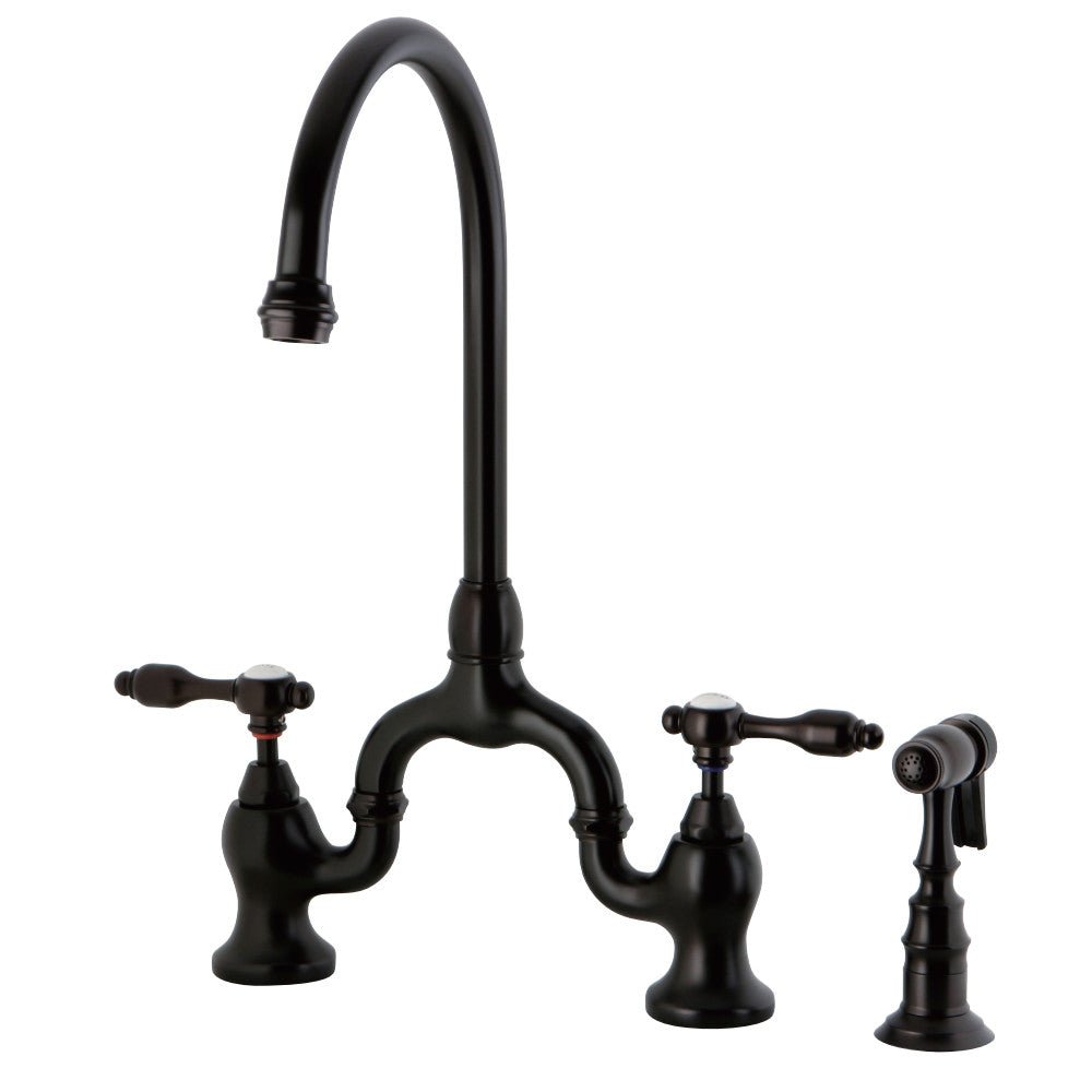 Bridge Kitchen Faucet with Brass Sprayer - BUILDMYPLACE