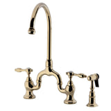 Bridge Kitchen Faucet with Brass Sprayer - BUILDMYPLACE