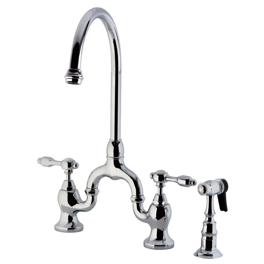 Bridge Kitchen Faucet with Brass Sprayer - BUILDMYPLACE