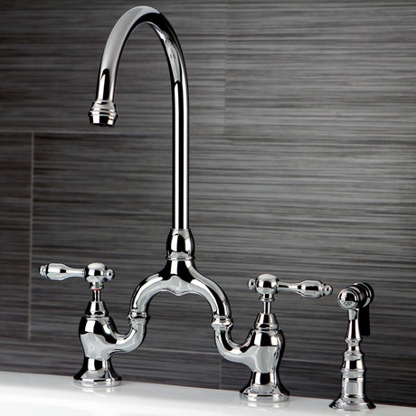 Bridge Kitchen Faucet with Brass Sprayer - BUILDMYPLACE