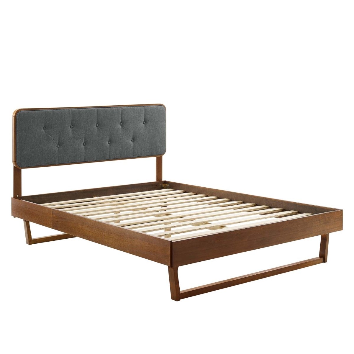 Bridgette Full Wood Platform Bed With Angular Frame - BUILDMYPLACE