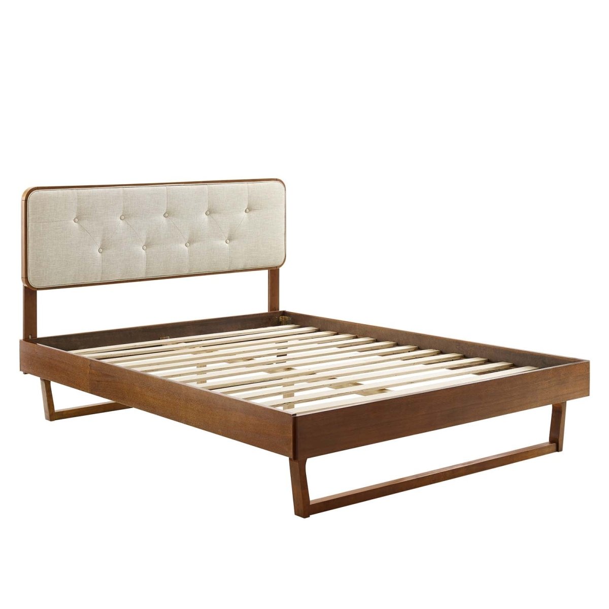 Bridgette Full Wood Platform Bed With Angular Frame - BUILDMYPLACE