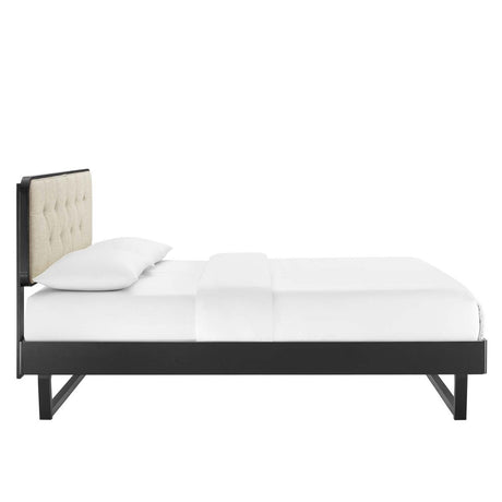 Bridgette Full Wood Platform Bed With Angular Frame - BUILDMYPLACE