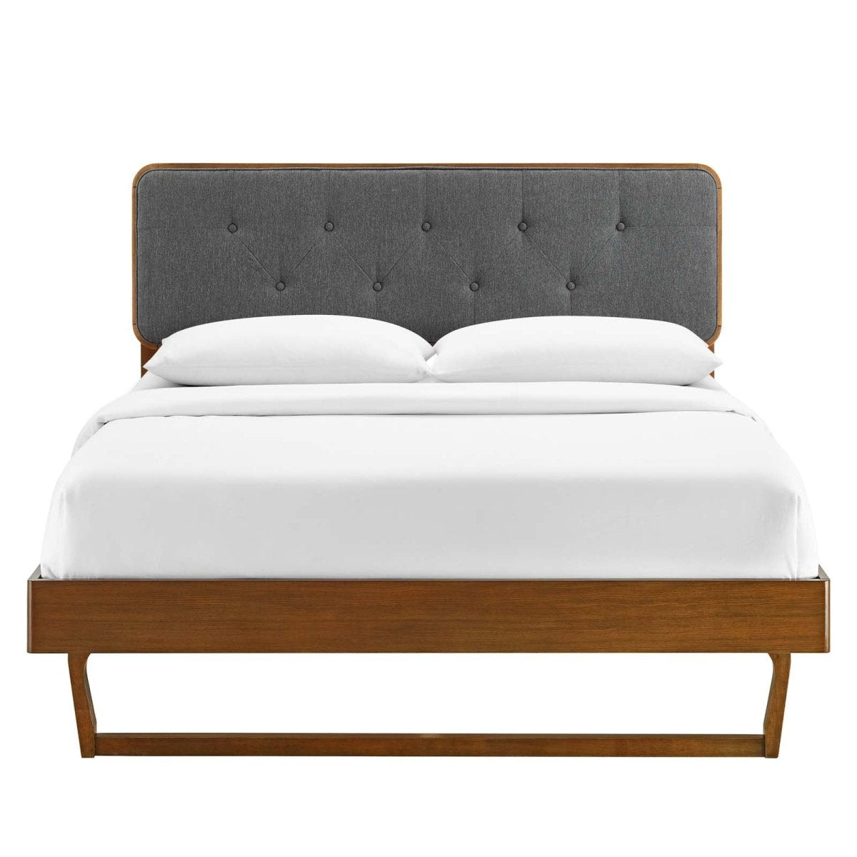 Bridgette Full Wood Platform Bed With Angular Frame - BUILDMYPLACE