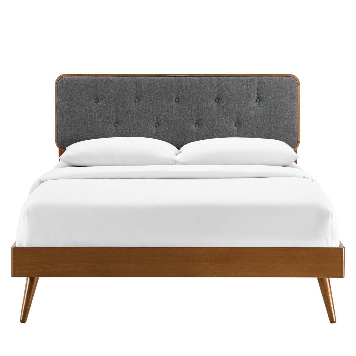 Bridgette Queen Wood Platform Bed With Splayed Legs - BUILDMYPLACE