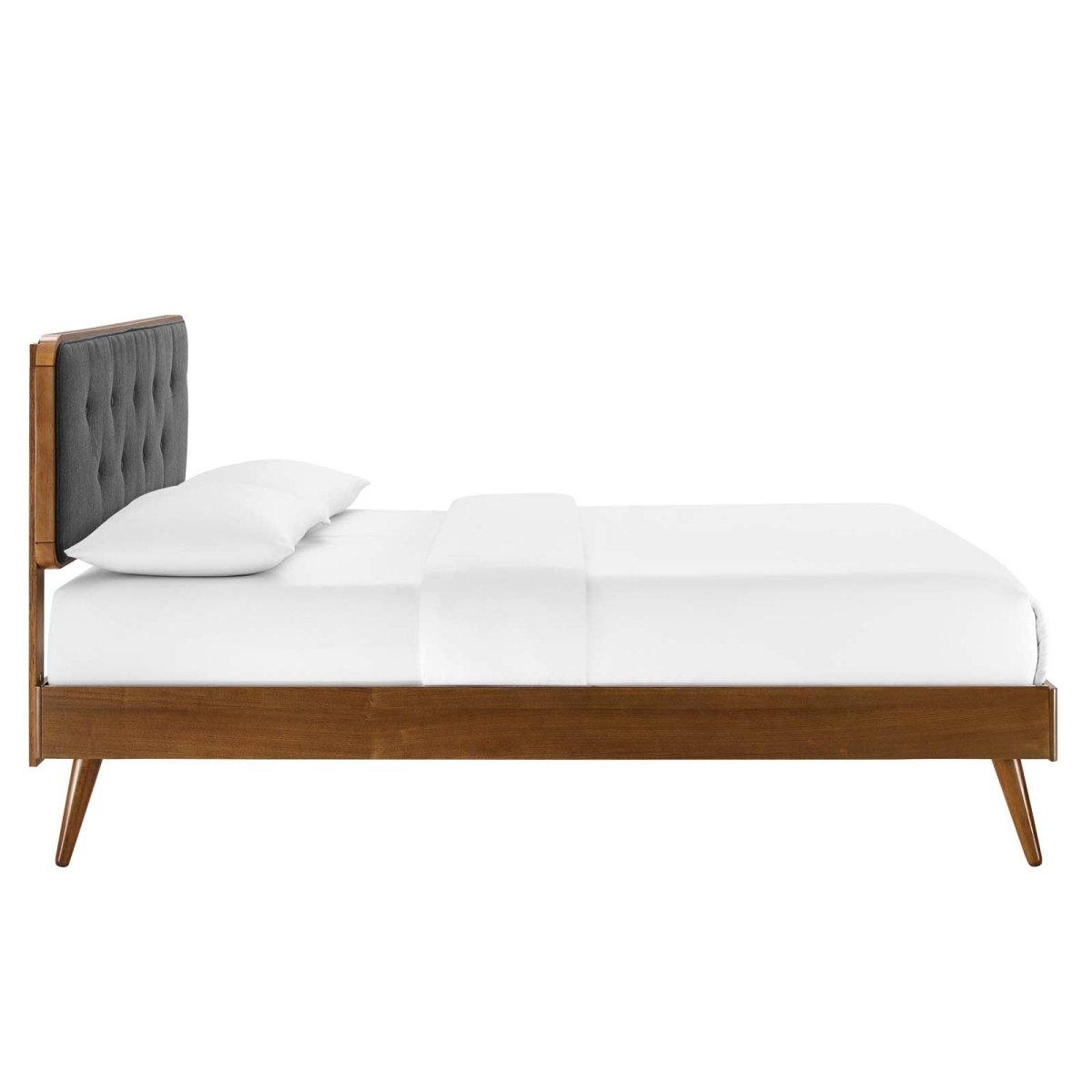 Bridgette Queen Wood Platform Bed With Splayed Legs - BUILDMYPLACE