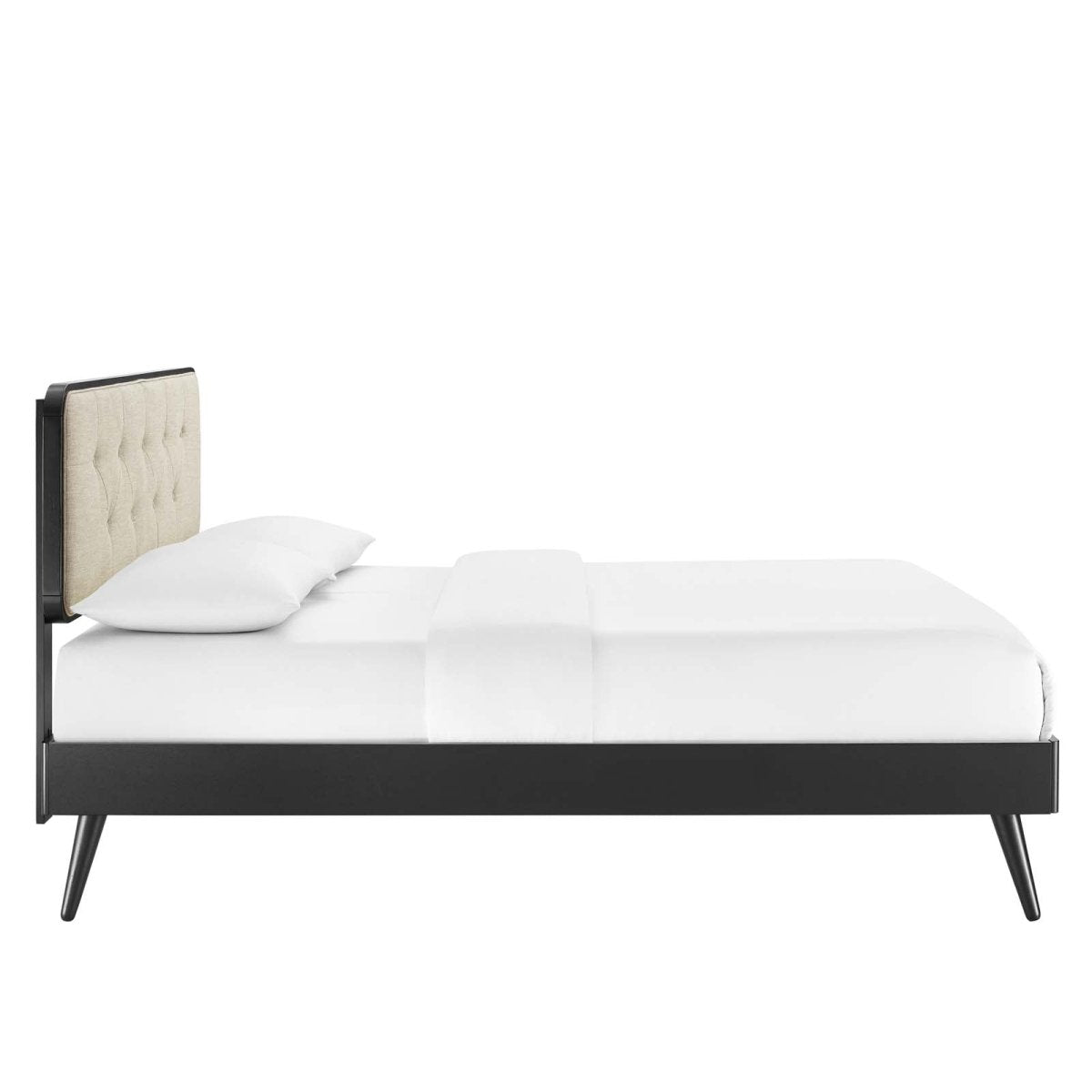 Bridgette Queen Wood Platform Bed With Splayed Legs - BUILDMYPLACE